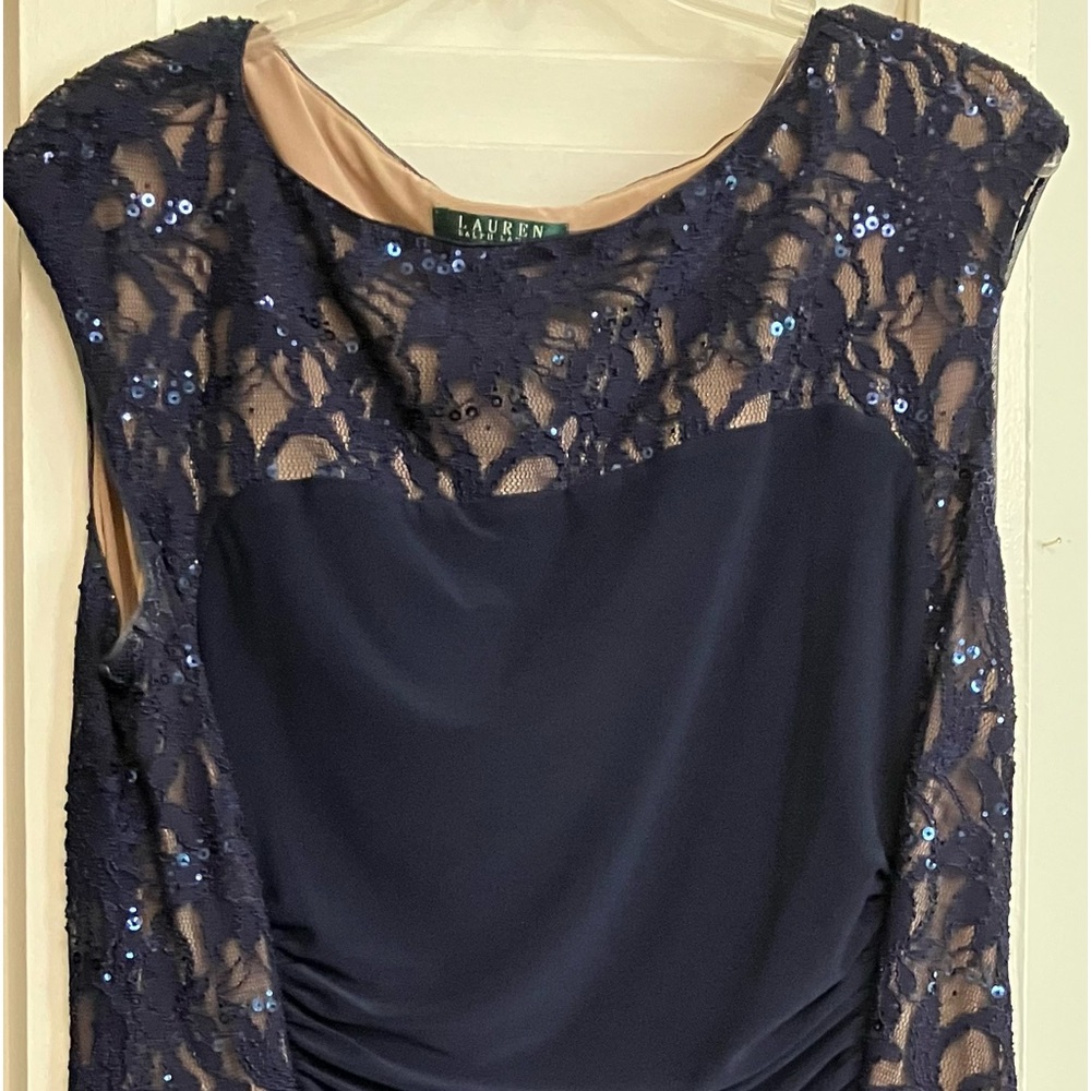 Navy cocktail dress, size 14, worn once. Dress by Ralph Lauren